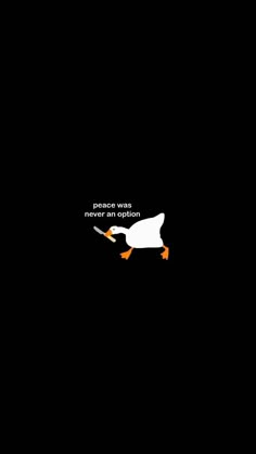 a white duck with an orange beak is flying in the dark