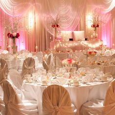 an image of a banquet room set up for a wedding