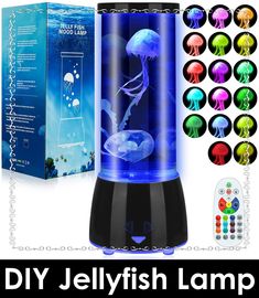 Eadaiylon Jellyfish Lamp 17 Color Changing with 4 Modes, Electric Jellyfish Lave Lamp Tank Table Night Light LED Mood Lamp... Diy Jellyfish, Mason Jar Design, Jellyfish Lamp, Mood Lamps, Underwater Creatures, Paper Lanterns, Led Night Light, Jellyfish, Christmas Birthday