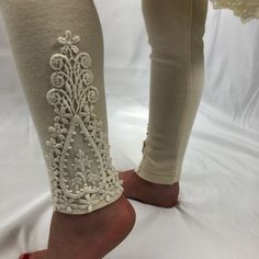 These Leggings Are Extremely Soft! Very Stretchy And Comfortable. Crochet Detailing At The Ankle! They Go Perfectly With Everything For Fall. Crochet Leggings, Boho Leggings, Crochet Details, Kids Bottoms, Colorful Leggings, Leggings, Cream, Crochet, Color