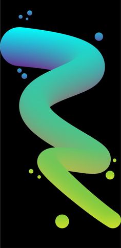 the letter s is made up of neon green and blue bubbles on a black background