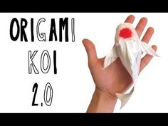 an origami koi is held in the palm of someone's hand