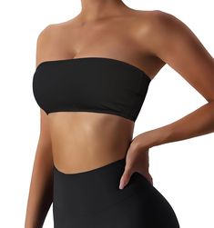 PRICES MAY VARY. [WIRE-FREE STRAPLESS BRA & REMOVABLE PADS BRA] The bandeau sports bra has elastic upper and lower bands, which makes sure this tube top bra doesn't easily slide or roll up. The removable pads also provide extra coverage and support for the breasts, also can be easily replaced and washed. [FEATURE] Tube top bra, bandeau bra, padded strapless bra, sports bra, wireless bra, seamless bra, crop tube bra, bralette bra, yoga workout bra, solid bra, casual bra, non-slip bra, padded tube Strapless Seamless Tube Top With Micro-elastic Fit, Bra-friendly Black Bandeau Crop Top, Seamless Bandeau Tube Top, Workout Bandeau Tube Top With Built-in Bra, Black Seamless Bandeau Crop Top, Black Bandeau Crop Top, Bra Friendly, Seamless Strapless Tube Top For Workout, High Stretch Solid Bandeau Tube Top, Seamless Bandeau Tube Top For Workout