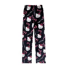 the hello kitty pajama pants are black with pink bows