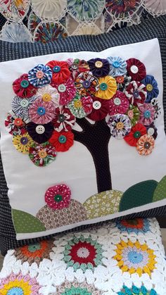 a pillow that has some flowers on it