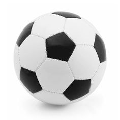 a black and white soccer ball on a white background