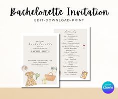 an image of a wedding program with the words bachelore in white and gold on it