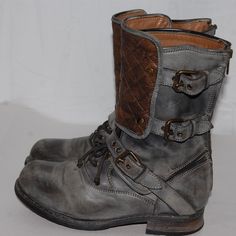 Ugg Collection Leather Moto Boots Biker Women's Boots Material : Leather Color : Gray & Brown Size : Us 7.5 Ugg Collection, Biker Women, Boots Biker, Leather Biker Boots, Women Ankle Boots, Lady Biker, Biker Boots, J Fashion, Leather Moto