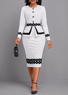 Dress Suits For Women Classy, Black And White Dress Outfit, Dresses Wardrobe, Church Attire, Corporate Attire, Work Dresses For Women