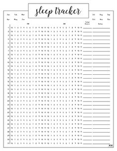 a printable sleep tracker with the words sleep tracker in black and white on it