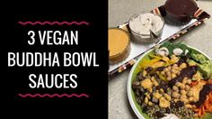 three vegan buddha bowl sauces on a plate