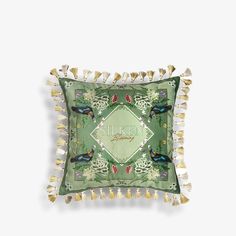 Chinoiserie Vintage Flowers and Birds Throw Pillow Green Throw Pillow, Bird Throw Pillow, Pillow Green, Chinese Embroidery, Room Details, Green Throw, Green Throw Pillows, Modern Chinese, Embroidered Leather