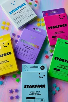 Keep pimples at bay with the help of Starface’s Hydro-Star Pimple Patches. These hydrocolloid pimple patches shield problem spots from outside bacteria and serve as a gentle reminder to avoid skin picking. Features Starface Hydro-Star Hydrocolloid Pimple Patches Star shaped pimple patches help protect from outside bacteria Acts a reminder to reduce your skin picking Available in a range of colors - go bold with playful hues or choose neutral & clear tones to discreetly wear on-the-go Formulated Star Face Skincare, Good Pimple Patches, Self Care Things To Buy, Pimple Patches Aesthetic, Starface Pimple Patches