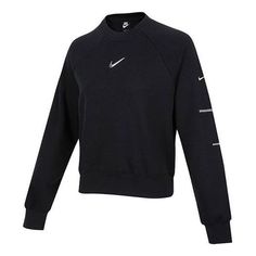 (WMNS) Nike Sportswear Swoosh French Terry Crew Sweatshirt 'Black' DN4835-010 Crew Sweatshirts, Stylish Sneakers, Nike Sportswear, French Terry, Perfect Pair, Your Perfect, Nike, Sneakers, Sweatshirts