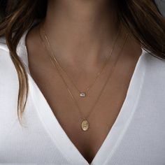 Radiant Bezel, Hypoallergenic Necklace, Gold Necklace Simple, Bezel Necklace, Medallion Necklace, Affordable Jewelry, Bezel Diamond, Necklace Sizes, Everyday Jewelry