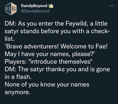 an email message from dandy beyond that reads, dm as you enter the fewdld, a little satay stands before you with a check - list