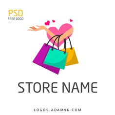 a woman holding shopping bags in her hands with the text free logo design on it