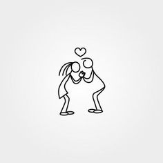 two people hugging each other with a heart above their head on a white background illustration