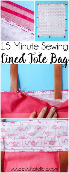 the instructions for how to sew a lined tote bag