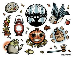 an assortment of halloween stickers on a white background