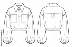 the front and back views of a women's jacket, with buttons on the shoulders