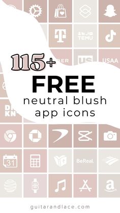 the text free neutral brush app icons is displayed in front of a background with various symbols