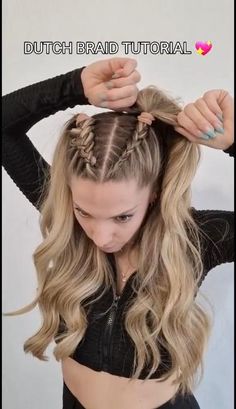 Dutch Braid Updo, Medium Hair Braids, Braid Updo, Dutch Braid Hairstyles, Styles Ideas, Hair Tips Video, Beautiful Hairstyles, Hair Braiding