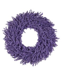 a purple wreath is shown against a white background