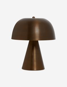 an image of a bronze colored lamp on a white background with the light turned off