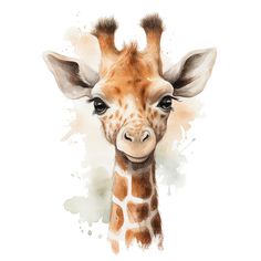 a watercolor painting of a giraffe's face