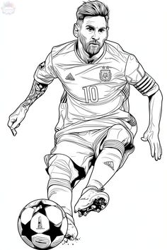 a soccer player with the ball in his hand, coloring pages for adults and children