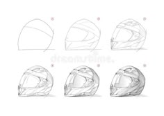 how to draw a motorcycle helmet step by step drawing instructions for beginners royalty illustration