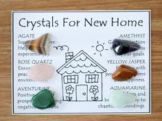 Crystals for New Home New Home Crystal Set New Home - Etsy Crystal Placement In Home, Home Crystals, Yellow Jasper, Healing Remedies, Crystal Guide, Zodiac Stones, Protection Crystals, Crystals Healing, Crystal Healing Stones