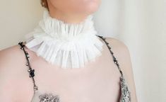 Renaissance Elizabethan ivory white tulle ruffle collar neck piece for events/themed party or pictorial, Clown or fairy costume wide collar Events Theme, Elizabethan Collar, Ruff Collar, Circus Costume, Fake Collar, Queen Costume, Collar Neck, White Tulle, Fairy Costume