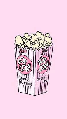 a pink box filled with popcorn and the words don't touch my phone and don't touch my pop corn