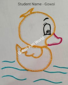 an embroidered ducky is swimming in the water