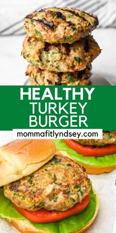 healthy turkey burgers stacked on top of each other