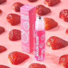 Strawberry Kiss Red Roll On Lip Gloss | ColourPop Roller Lip Gloss, Strawberry Lip Gloss, Roll On Lip Gloss, Lip Jelly, Halloween Week, Kiss Pink, Highlighter Set, Soften Lips, Colourpop Cosmetics