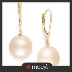 in stock Elegant Gold Pearl Earrings With Polished Finish, Macy's Elegant Yellow Gold Earrings, Macy's Fine Jewelry Earrings With Polished Finish, Elegant Drop Earrings From Macy's, Elegant Drop Earrings By Macy's, Classic Yellow Gold Jewelry From Macy's, Elegant Yellow Gold Jewelry From Macy's, Macy's Polished Finish Fine Jewelry Earrings, Macy's 14k Gold Elegant Jewelry