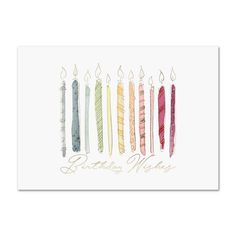 five candles with the words birthday wishes written on them