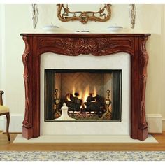 a fire place in the middle of a living room