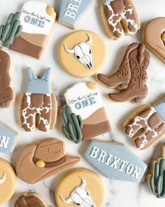 Cowboy Baby Shower Theme, Cowboy First Birthday, Wild West Birthday, First Birthday Cookies, Western Birthday Party, Boys 1st Birthday Party Ideas, Cowboy Cookies, Just Graduated, Cowboy Baby Shower