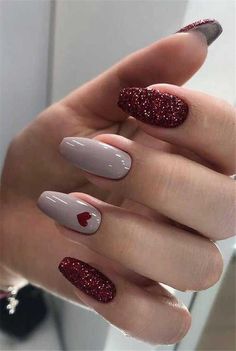 Glitter Tip Nails, Silver Glitter Nails, Glitter Nails Acrylic, February Nails, Gold Glitter Nails, Valentine Nails, Nail Designs Valentines