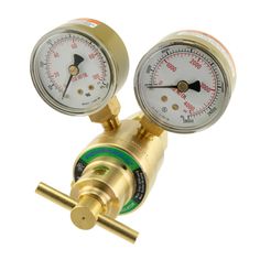 two gauges are connected to each other on a white background, one is gold and the other is silver