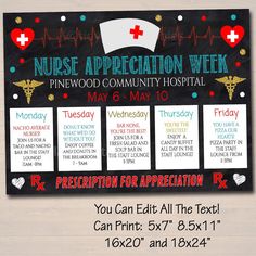 a poster with the words nurse appreciation week written on it