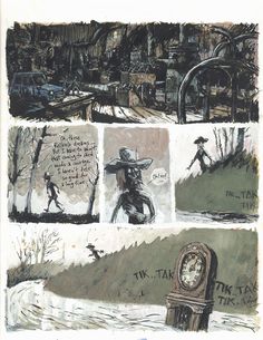 four panel drawing of various scenes from the same time as depicted in this comic strip