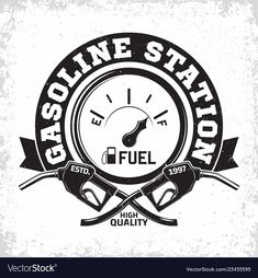 gas station emblem with gauge and wrench