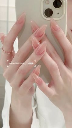 Simple Korean Nails, Milky Nails, Asian Nails, Chin Length, Subtle Nails, Korean Nails, Really Cute Nails