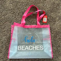 Montana West Hola Beaches Tote Bag Brand New With Tags. Fabric Polyester Has Deep Pockets On Both Sides Pink Beach Bags For Vacation, Pink Beach Bag For Summer Travel, Trendy Pink Bags For Beach Season, Pink Summer Beach Bag For Vacation, Pink Travel Bag For Vacation, Pink Shoulder Bag For Travel And Vacation, Pink Travel Bags For Beach Season, Packable Beach Bag For Summer Shopping, Pink Beach Bag For Vacation