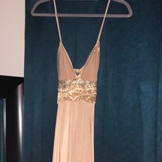 Never Worn Stunning Formal Gown Beige Gown For Spring Party, Spring Party Beige Gown, Beige Maxi Length Gown For Party, Beige Gown For Prom Season Party, Beige Gown For Party During Prom Season, Beige Gown For Party And Prom Season, Cream Party Gown For Summer, Cream Summer Party Gown, Summer Party Cream Gown